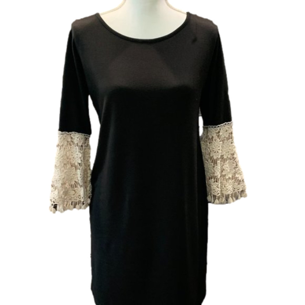 UNCLE FRANK Black Boho Bell Sleeve T-Shirt Dress